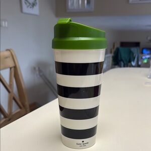 Kate Spade Striped Tumbler with Green Lid